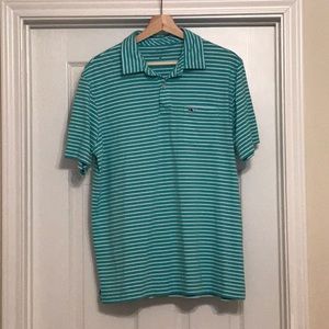 Vineyard Vines Men Medium Stripes Polo Turquoise